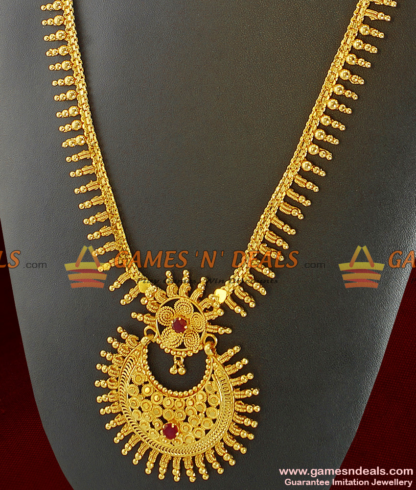 ARRG192 24ct Pure Gold Plated Jewellery Kerala Single Line Beaded Haram